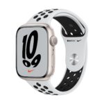 Apple Watch Nike Series 7 GPS 45mm Starlight Aluminum Case w. Pure Platinum/Black Nike Sport Band (MKNA3)