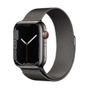 Apple Watch Series 7 GPS + Cellular, 41mm Graphite Stainless Steel Case with Milanese Loop Graphite (MKJ23)