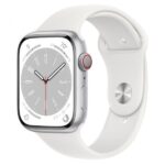 Apple Watch Series 8 GPS + Cellular 45mm Silver S. Steel Case w. White S. Band (MNKE3)
