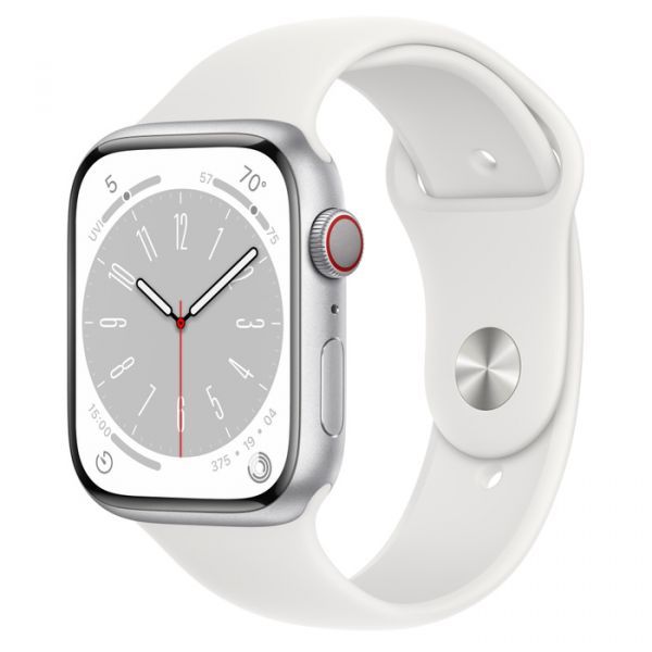 Apple Watch Series 8 GPS + Cellular 45mm Silver S. Steel Case w. White S. Band (MNKE3) 1 Apple Watch Series 8 GPS + Cellular 45mm Silver S. Steel Case w. White S. Band (MNKE3)