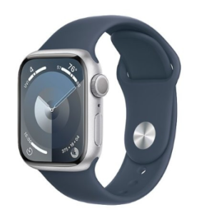 Apple Watch Series 9 GPS 41mm Silver Aluminum Case with Storm Blue Sport Band - M/L (MR913)