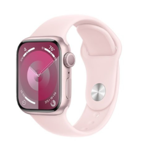 Apple Watch Series 9 GPS 45mm Pink Aluminum Case with Light Pink Sport Band - S/M (MR9G3)
