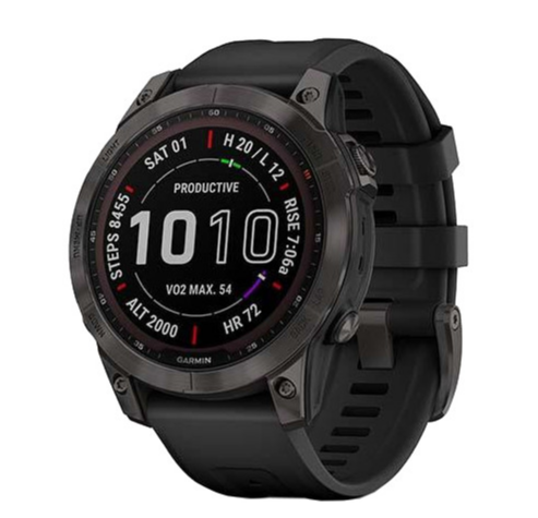 Смарт-годинник Garmin Fenix 7 Sapphire Solar Carbon Gray DLC Titanium with Black Band (010-02540-20/21)