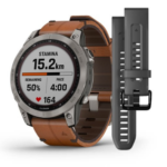 Смарт-годинник Garmin Fenix 7 Sapphire Solar Titanium with Chestnut Leather Band (010-02540-31)