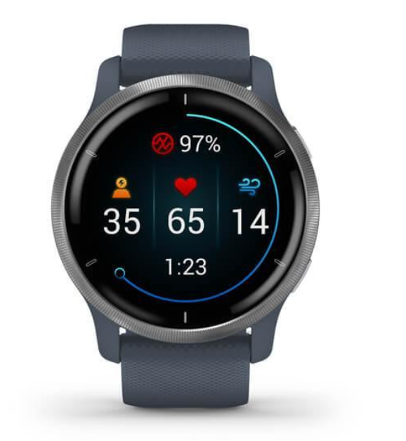 Смарт-годинник Garmin Venu 2 Silver Bezel with Granite Blue Case and Silicone Band (010-02430-10/00) - Зображення 2