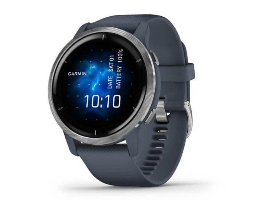 Смарт-годинник Garmin Venu 2 Silver Bezel with Granite Blue Case and Silicone Band (010-02430-10/00)