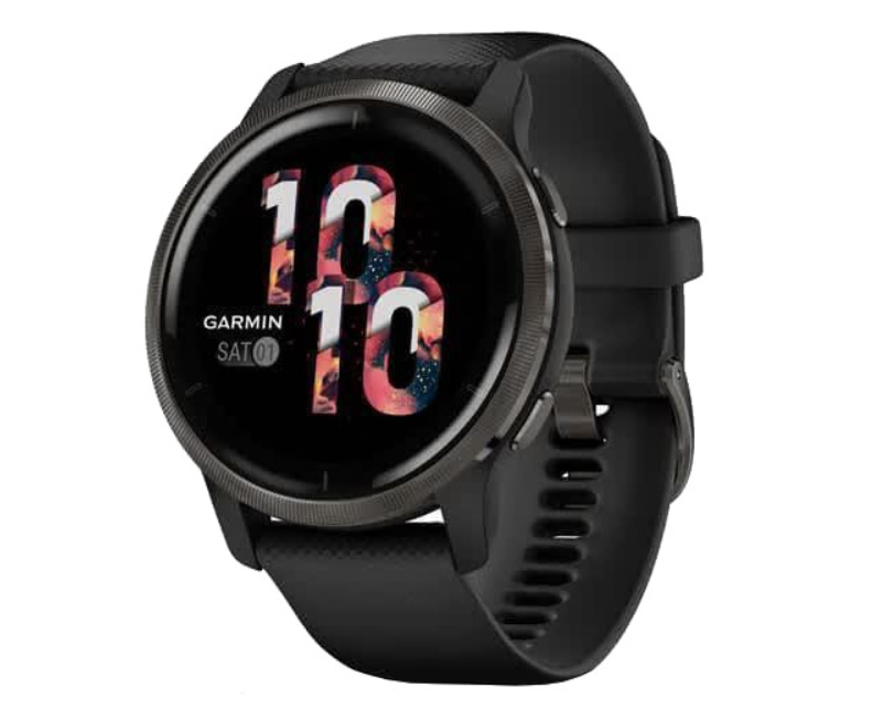 Смарт-годинник Garmin Venu 2 Slate Stainless Steel Bezel with Black Case and Silicone Band (010-02430-11/01)