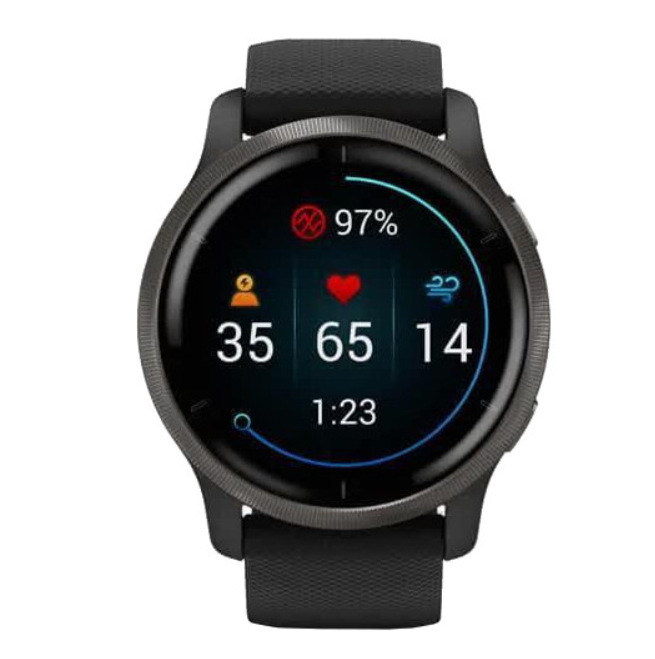 Смарт-годинник Garmin Venu 2 Slate Stainless Steel Bezel with Black Case and Silicone Band (010-02430-11/01) — изображение 2