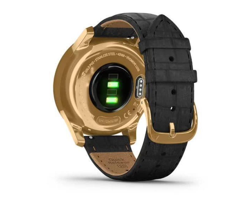 Смарт-годинник Garmin vivomove Luxe Pure Gold-Black Leather (010-02241-22) 5 Смарт-годинник Garmin vivomove Luxe Pure Gold-Black Leather (010-02241-22) — изображение 5