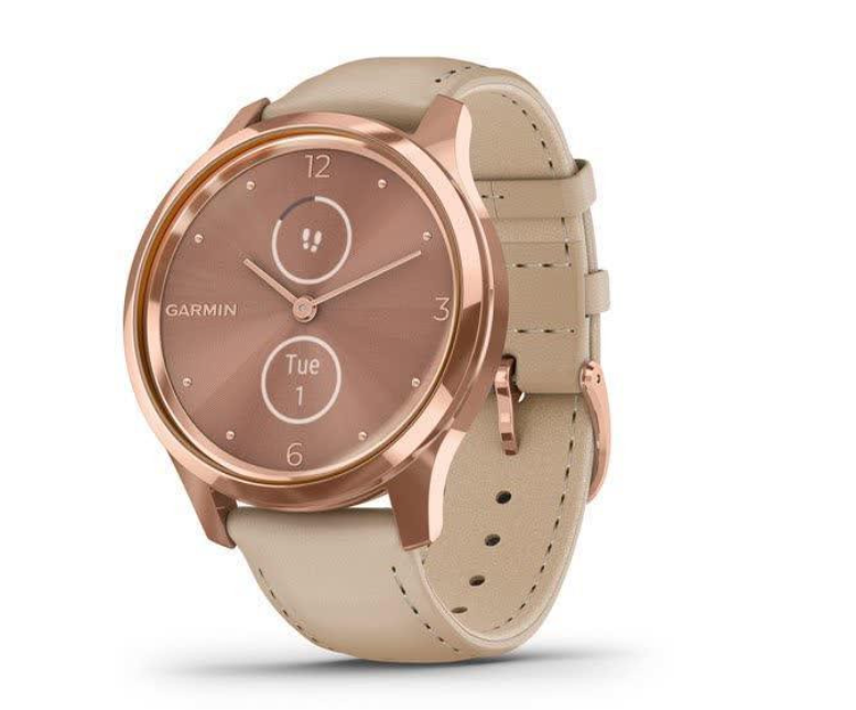 Смарт-годинник Garmin vivomove Luxe Rose Gold-Beige Leather (010-02241-21)