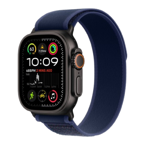 Watch Ultra 2 GPS + Cellular 49mm Black Titan. Case w. Blue Trail Loop - S/M (MYTJ3+MYQ73) 1 Watch Ultra 2 GPS + Cellular 49mm Black Titan. Case w. Blue Trail Loop - S/M (MYTJ3+MYQ73)
