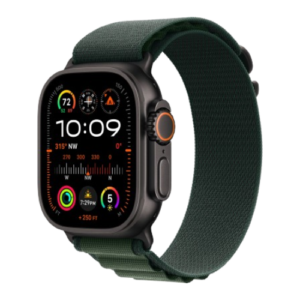 Watch Ultra 2 GPS + Cellular 49mm Black Titan. Case w. Dark Green Alpine Loop - Medium (MX4R3)