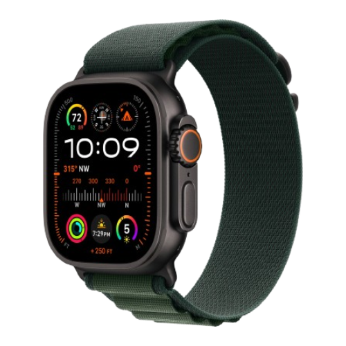 Watch Ultra 2 GPS + Cellular 49mm Black Titan. Case w. Dark Green Alpine Loop - Medium (MX4R3) 1 Watch Ultra 2 GPS + Cellular 49mm Black Titan. Case w. Dark Green Alpine Loop - Medium (MX4R3)