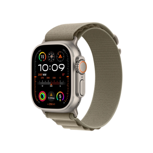 Watch Ultra 2 GPS + Cellular 49mm Titanium Case with Olive Alpine Loop - Small (MREX3) 1 Watch Ultra 2 GPS + Cellular 49mm Titanium Case with Olive Alpine Loop - Small (MREX3)