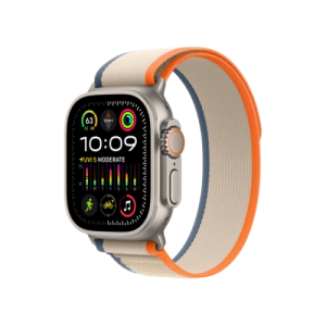 Apple Watch Ultra 2 GPS + Cellular 49mm Titanium Case with Orange/Beige Trail Loop - M/L (MRF23)
