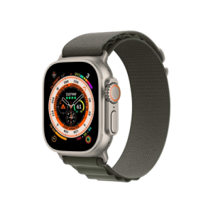 Apple Watch Ultra GPS + Cellular 49mm Titanium Case with Green Alpine Loop - Small (MNHC3/MNHJ3)