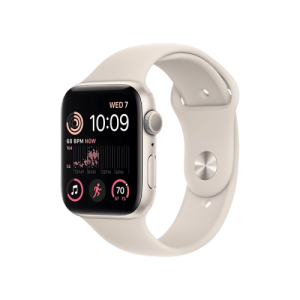 Apple Watch SE 2 GPS 44mm Starlight Aluminum Case with Starlight Sport Band (MNJX3)