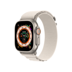 Apple Watch Ultra GPS + Cellular 49mm Titanium Case with Starlight Alpine Loop - Small (MQEY3/MQFQ3)