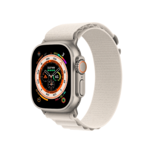 Apple Watch Ultra GPS + Cellular 49mm Titanium Case with Starlight Alpine Loop - Small (MQEY3/MQFQ3)