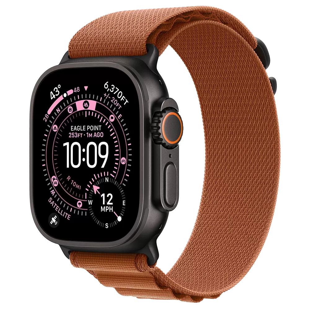 Apple Watch Ultra 3 GPS + Cellular 49mm Black Tit. Case w. Terra Cotta Alpine Loop - Large (MF254+MG9F4)